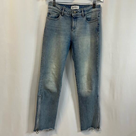 DL1961 Mara Instasculpt Straight Ankle Marina Raw Hem Zip Ankle Flare 25 - Picture 2 of 8